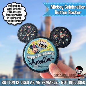 WDW Button Backer Mickey Button Holder Rainbow Stitching Frame Celebration Button Accessory Minnie First Visit Happily Ever After Birthday