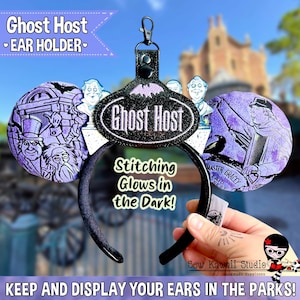 Ear Holder GLOW in the DARK Ghost Host Ear Holders Clip Keychain MEars Holder Haunted Mansion Holder Backpack Park Essentials Mickey Ears