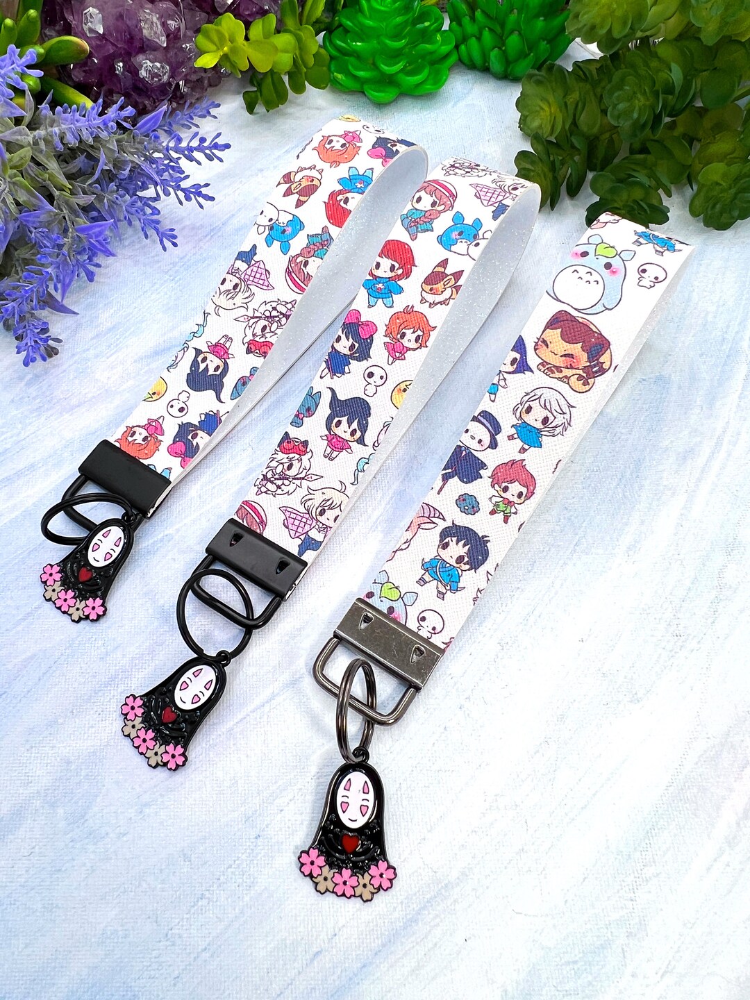 Anime Key Fobs Faux Leather Wristlet Keychain Anime Studio G Etsy