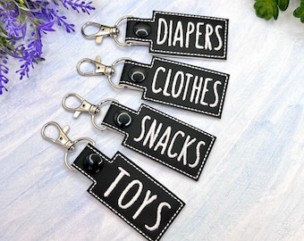 Diaper Bag Tags Purse Pouch Labels Diaper Bag Labels Cube Tag Diaper Tags Baby Shower Gift - White and Black Cow Print