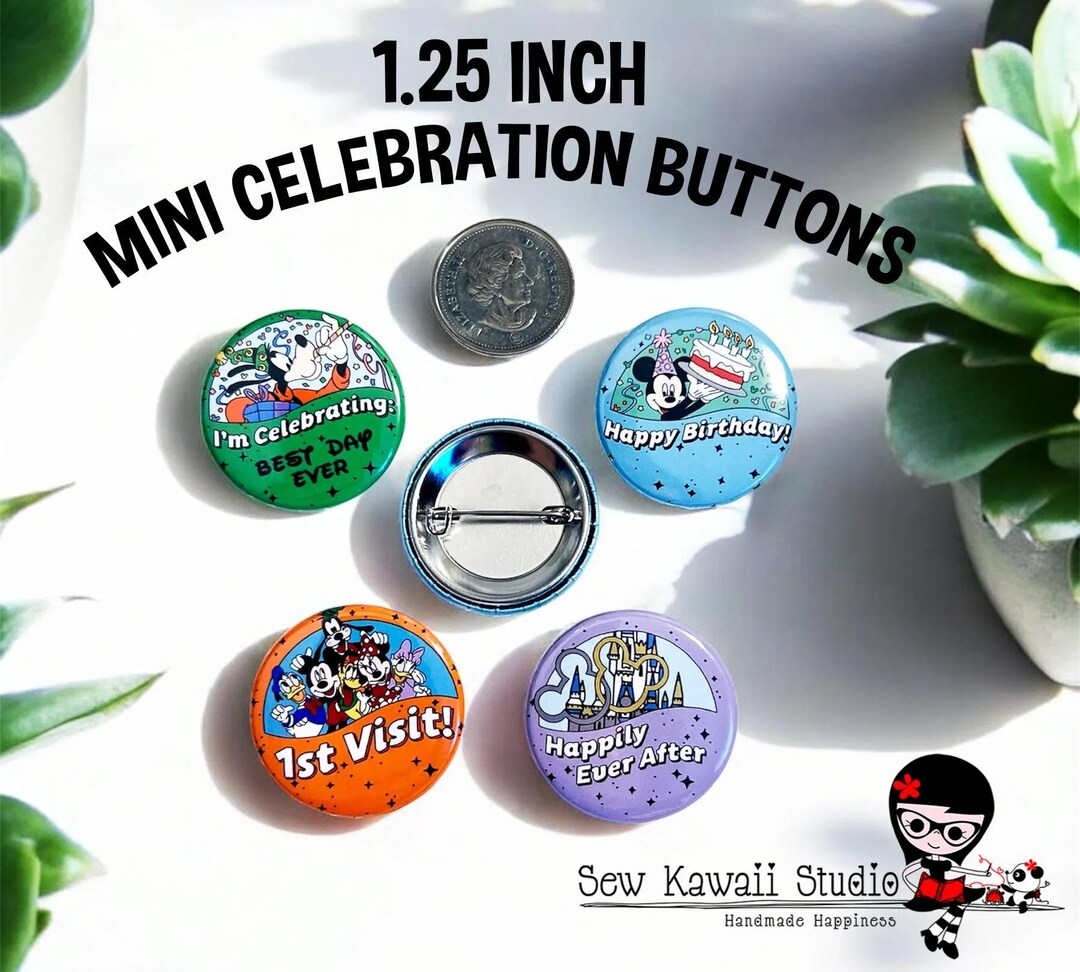 Universal First Visit Buttons Mini Celebration Buttons: First Visit, Birthday, Family Vacation - Etsy