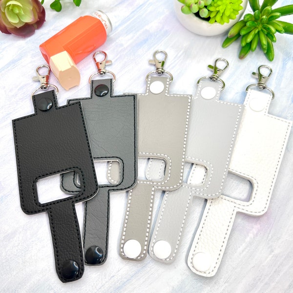 Inhaler Holder, 1 Monochrome Inhaler Case, Black White Grey Inhaler Keychain - Solid Color Inhaler Case Rescue Puffer Holder, Puffer Case