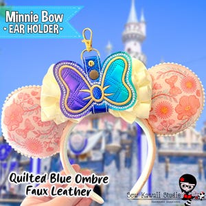 Ear Holder Mickey Bow Ear Saver Magical Parks Ear Clip Keychain Embriodered Ear Holder Backpack Holder Mickey Ears Display Ombre Blue & Gold