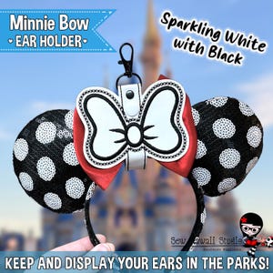 Ear Holder Mickey Bow Ear Saver Mears Magical Parks Ear Clip Keychain Embriodered Ear Holder Backpack Clip-on Holder Mickey Keychain Gift