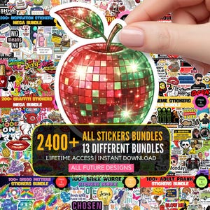 2400+ Mega Sticker Bundle PNG, Kindle Stickers, Funny Meme, Graffiti, Love, Inspirational, Prank, Bible, Digital Sticker Pack