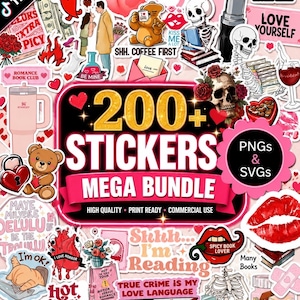 200+ Kindle & Good Notes Stickers | Digital Romance Book Stickers | Printable Spicy Romance BookTok Stickers | Smut, Trope, Reading Stickers