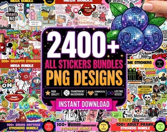 2400+ Mega Sticker Bundle PNG, Kindle Stickers, Funny Meme, Graffiti, Love, Inspirational, Prank, Bible, Digital Sticker Pack