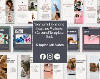 Women's Hormone Health & Wellness Carousel Templates | Social Media ...