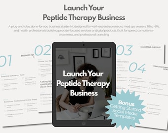 Business-startpakket peptidetherapie | Canva-sjablonen voor Wellness Med Spa (digitaal)