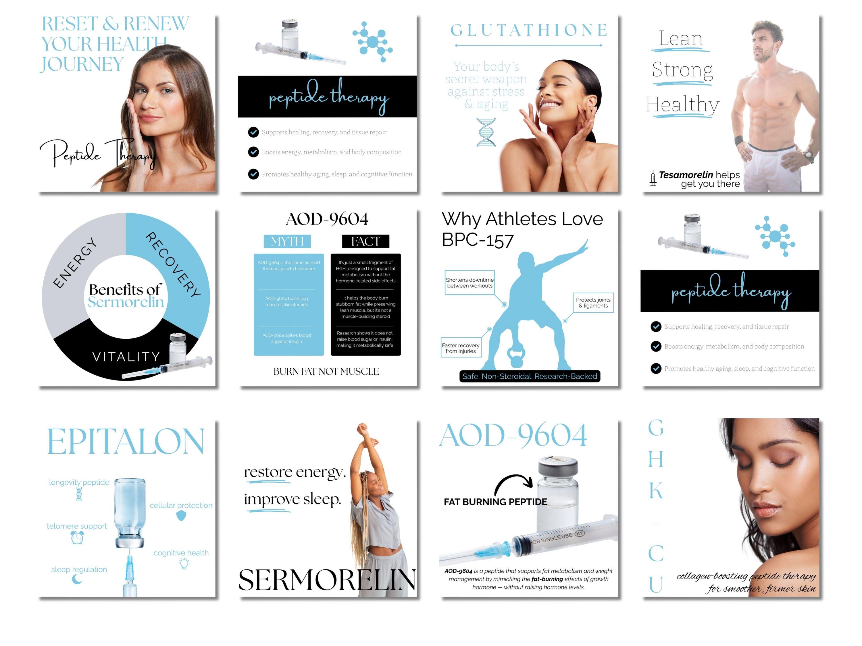 aod9604 vs sermorelin Peptide Therapy, Wellness Injectables & Weight Loss Social Media Posts  Template