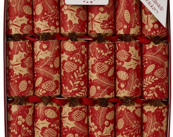 Craquelins De Noël Robin Reed - Lot De 6, Motif Sapins Et Flocons, 12 Pouces