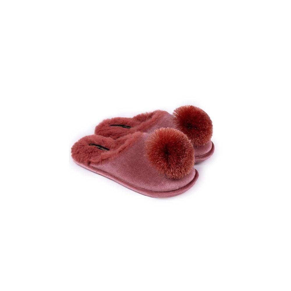 Chaussons femme pantoufles compensées à paillettes rouge fonce | GEMO