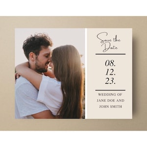Save the Date-briefkaart, bruiloftsbriefkaart, minimalistisch Save the Date, Save the Date-sjabloon, Digitale download, Photo Save the Date, Canva