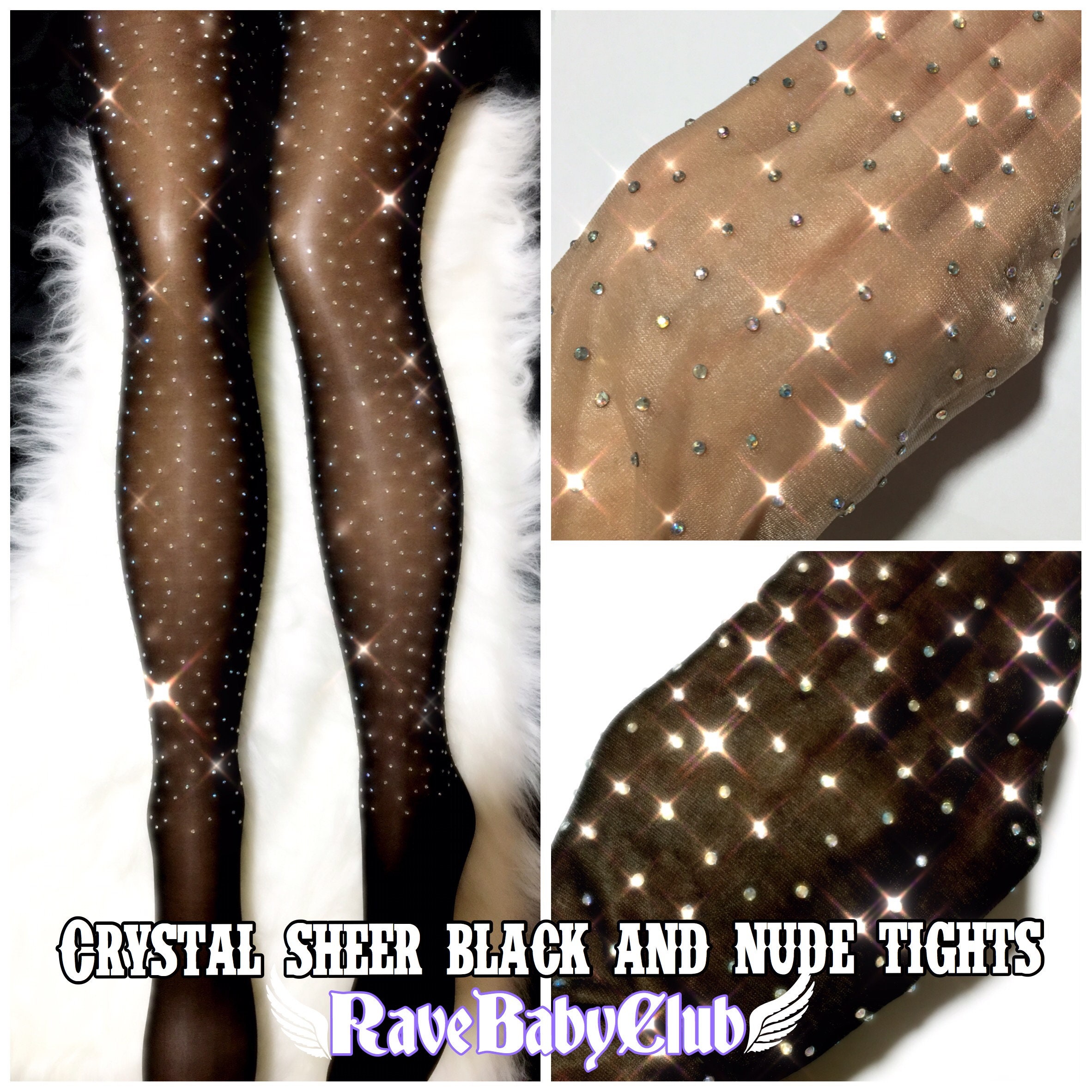 Sheer Sparkly Diamante Snowflake Design Tights Special Event Evening 5 Colours 