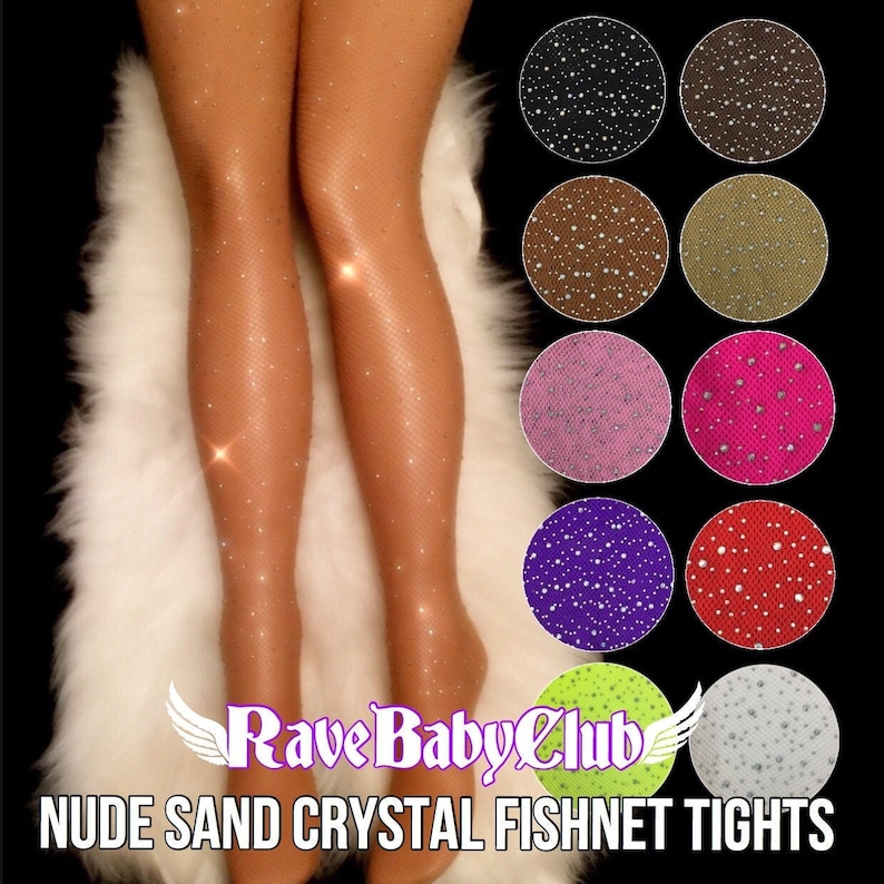 Sale Crystal Fishnet Tights. Black Skin Tone Coffee Festival Rave Rhinestone Fishnet Tights. Handmade Crystallized Diamond Fishnet Stockings