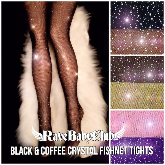 Sale Coffee Crystal Fishnet Tights 