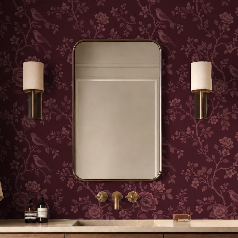 Bathroom Wallpaper Burgundy - Etsy