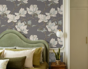 Papier peint botanique élégant : papier peint magnolia