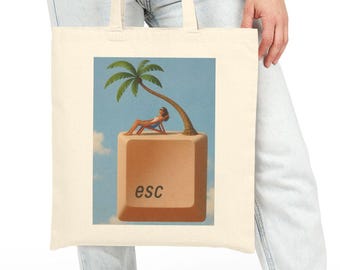Escape Key Tote Bag | Digital Nomad Travel Bag | Programmer Graphic Tote