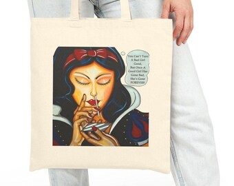 Naughty Snow White Tote Bag | Smoking Snow White Graphic Bag | Bad Girl Fairy Tale Gift