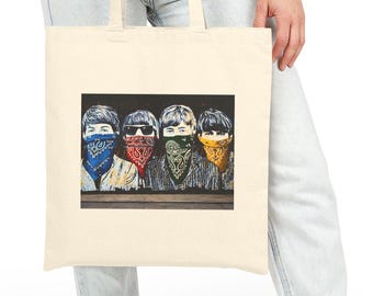 Gangster Beatles Tote Bag | Beatles Bandana Graphic Bag | Retro Rock Music Gift