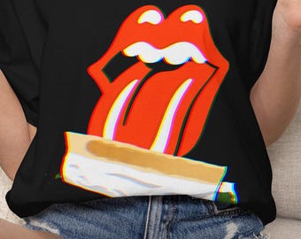 Psychedelic Red Tongue Herb T-Shirt | Vintage Bootleg Rock Graphic Tee