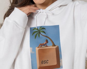 Escape Key Hoodie | Digital Nomad Graphic Hoodie | Travel Vacation Sweatshirt