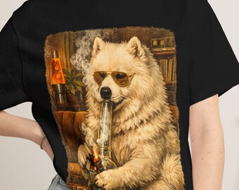 Samoyed Smoke Club Shirt, Retro Dog Lover Tee, Vintage Comfort Colors Graphic