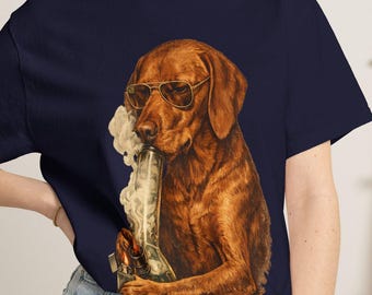 Vizsla Smoke Club T-Shirt, Retro Stoner Dog Tee, Comfort Colors Vintage Vizsla Graphic Shirt