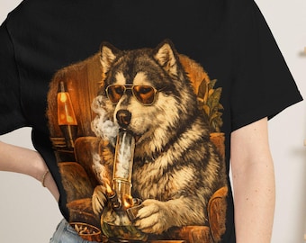 Siberian Husky Smoke Club T-Shirt, Vintage Stoner Dog Tee, Comfort Colors Retro Graphic
