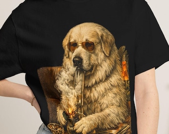 Pyrenees Smoke Club T-Shirt, Vintage Stoner Dog Tee, Comfort Colors Retro Print