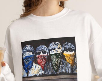 Gangster Beatles Sweatshirt | Beatles Bandana Crewneck | Retro Rock Music Gift
