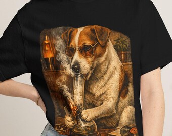 Jack Russell Terrier Smoke Club Shirt, Funny Stoner Dog T-Shirt, Vintage Jack Russell Tee, Comfort Colors Dog Lover Gift, Retro 420 Shirt