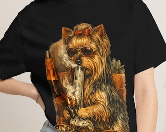 Yorkshire Terrier Smoke Club T-Shirt, Vintage Yorkie Graphic Tee, Comfort Colors Dog Lover Shirt