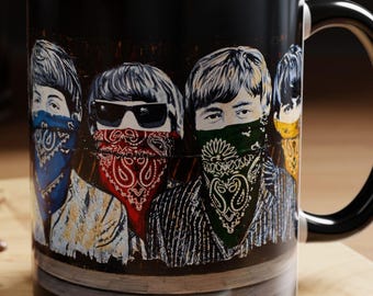 Gangster Beatles Mug | Beatles Bandana Coffee Cup | Retro Rock Music Gift