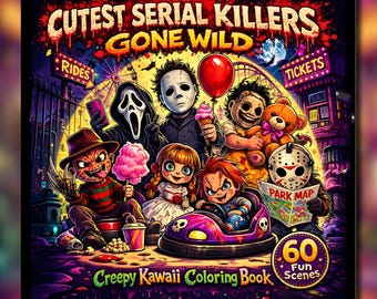 Griezelig kawaii horror kleurboek | 60 spookachtige scènes, duistere humorparodie