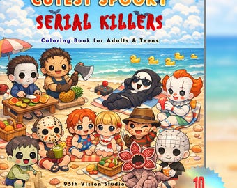 Cutest Serial Killers Vol.1 10 digitale kleurplaten (afdrukbare pdf)