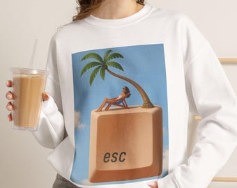 Escape Key Sweatshirt | Digital Nomad Graphic Crewneck | Travel Vacation Sweatshirt