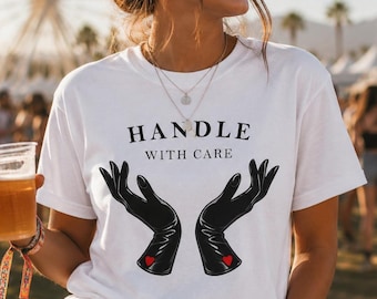 Handle With Care Graphic Tee, Coquette, Self Love, Feminine Minimalist Shirt