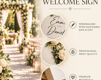 Personalized Wedding Welcome Sign, Custom Printed Wedding Sign, Wedding Entrance Decor, Wedding Reception Sign, Foam Board Welcome Sign