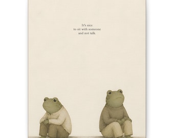 Two Sitting Frog and Toad illustration Canvas Wall Art Decor for Home Childrens Room Office