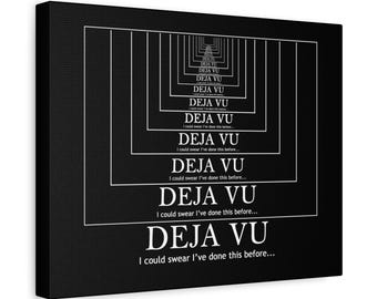 Deja Vu Canvas Print | Minimalist Typography Wall Art, Black White Decor