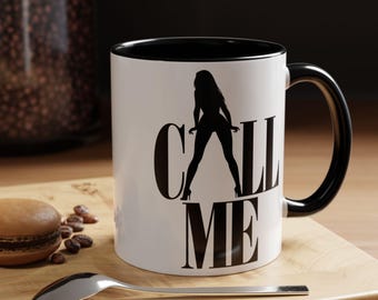 Call Me Mug, Retro Glam Coffee Cup, Feminine Graphic Mug, Unique Gift for Her