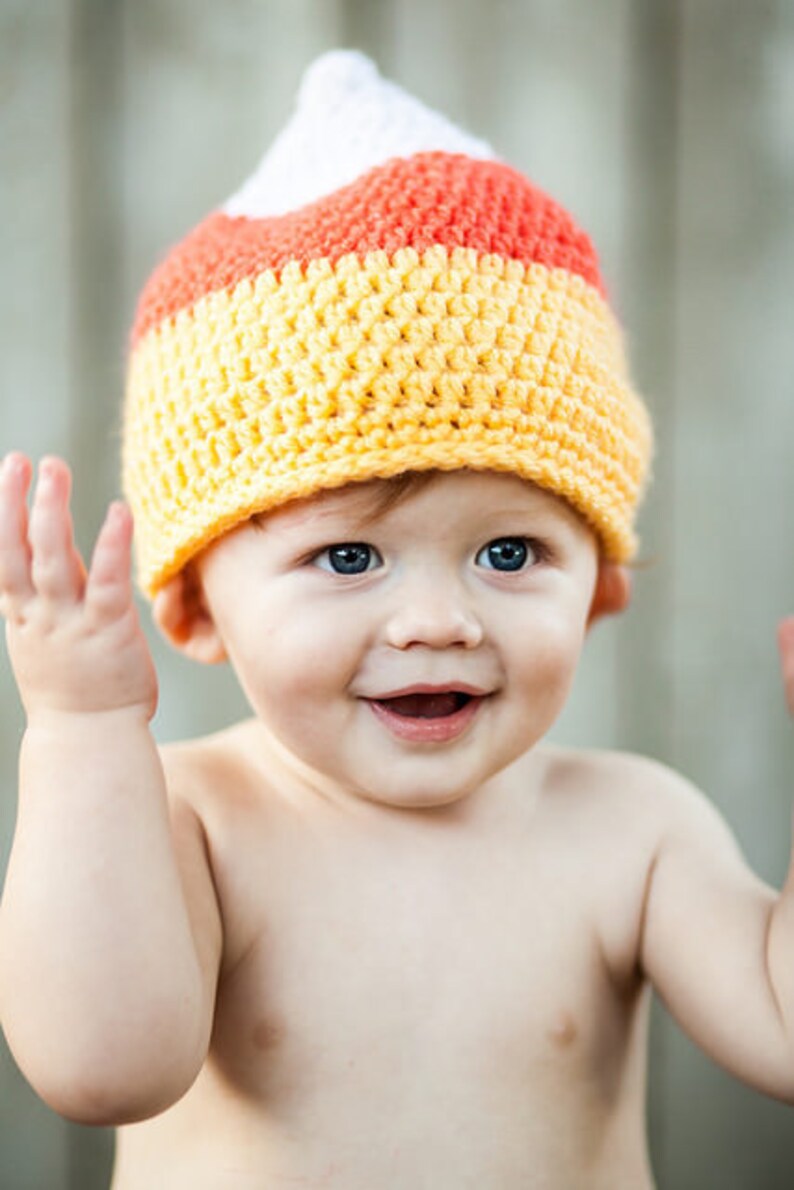 Candy Corn Hat/Halloween Hat fits newborn to child image 2