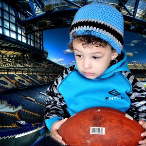 Beanie Hat/Blue, Black and Silver Beanie Hat (fits baby to adult)