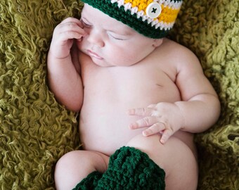 Baby Set -Hat and Leggings/Beanie Hat/Baby Hat/Green and Yellow Hat and Leggings (fits newborn, 0-3 month, 3-6 month)