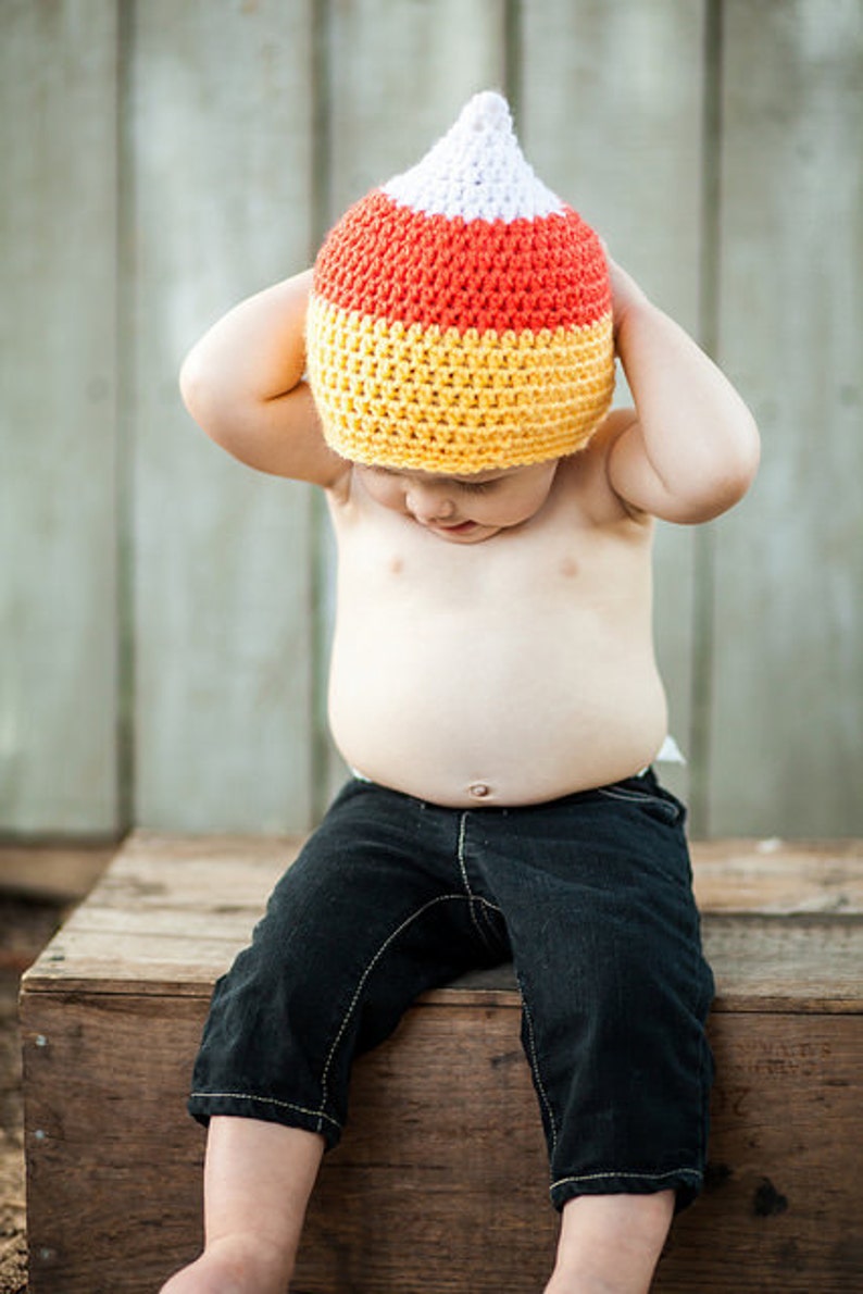 Candy Corn Hat/Halloween Hat fits newborn to child image 4