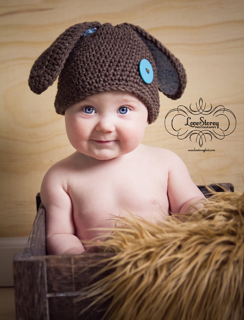 Brown Bunny Hat fits 0-3 months, 3-6 months, 6-9 months, 9-12 months image 2
