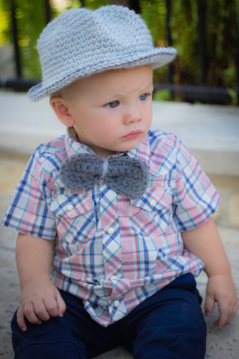 Baby Set/Fedora Hat/Boy Photo Prop/Baby Boy Hat and Bow Tie image 2