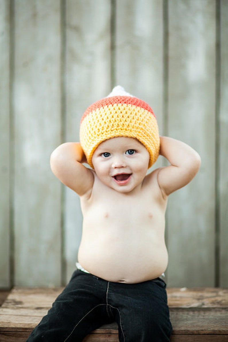 Candy Corn Hat/Halloween Hat fits newborn to child image 5